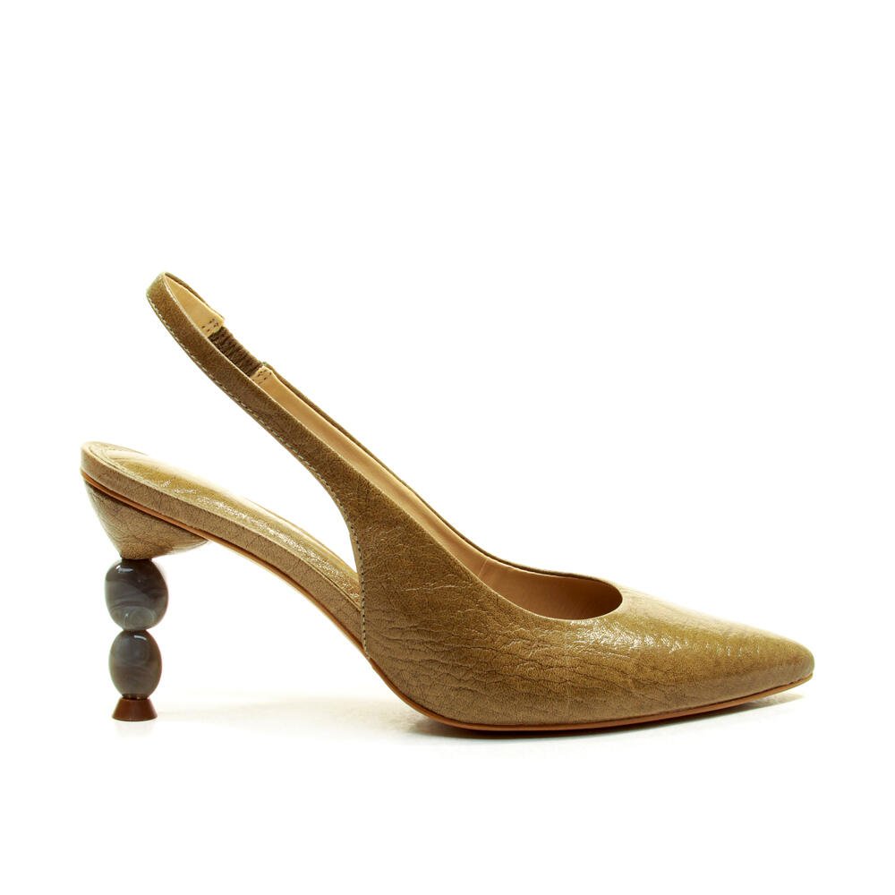 Slingback Couro Verde Salto Médio Cecconello 2935001-1