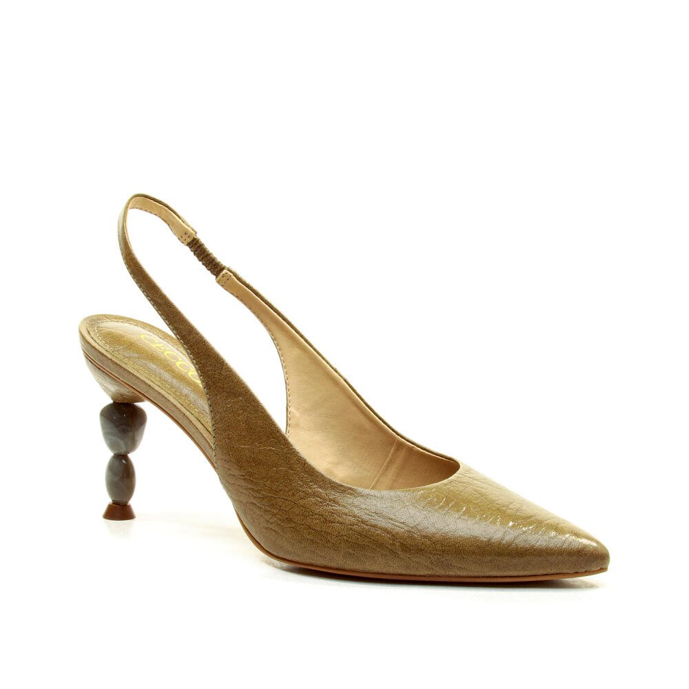 Slingback Couro Verde Salto Médio Cecconello 2935001-1 Verde 3