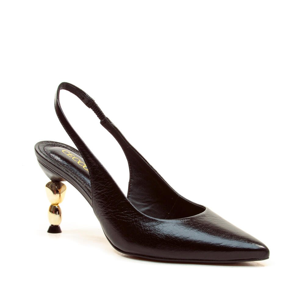 Slingback Couro Preto Salto Médio Cecconello 2935001-3 Preto 3