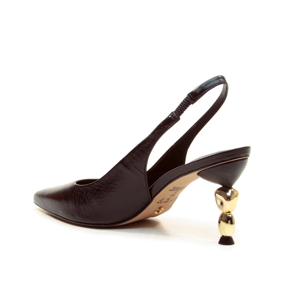Slingback Couro Preto Salto Médio Cecconello 2935001-3 Preto 4
