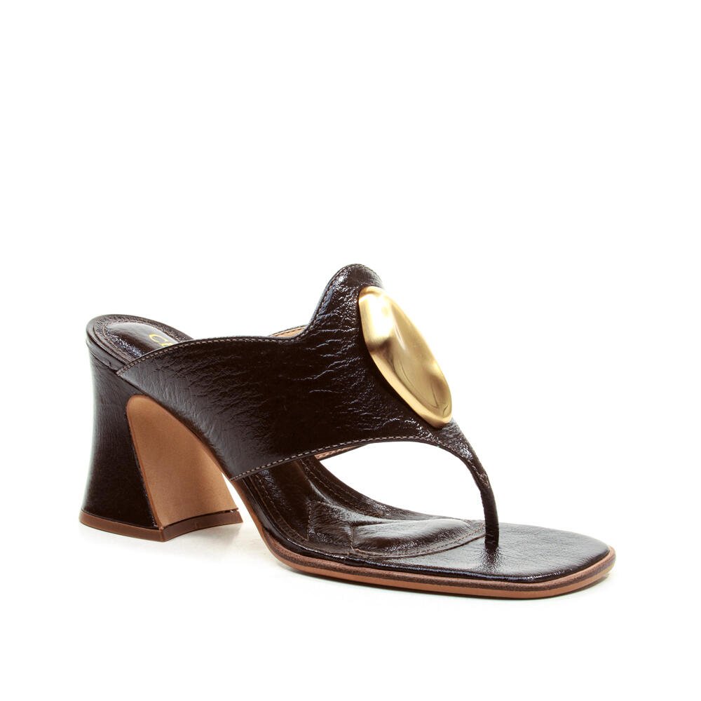 Tamanco Couro Marrom Salto Médio Cecconello 2891002-2 Marrom 2