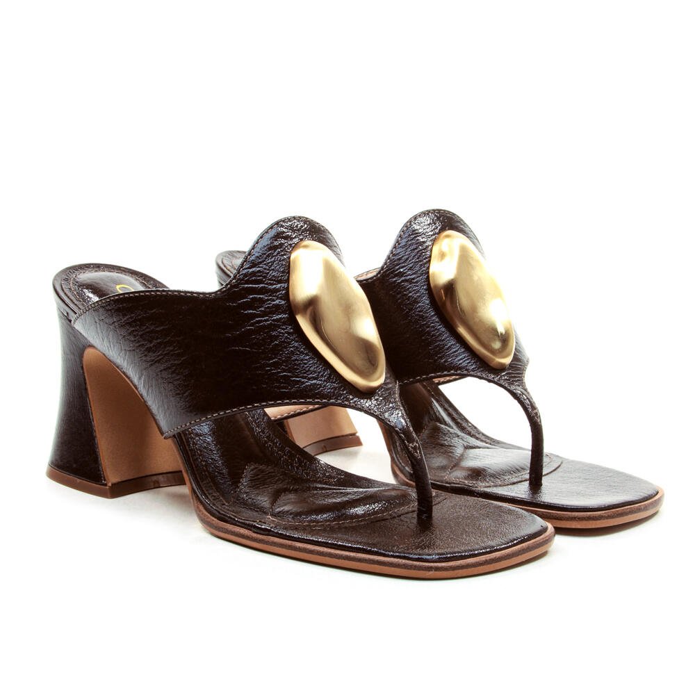 Tamanco Couro Marrom Salto Médio Cecconello 2891002-2 Marrom 4