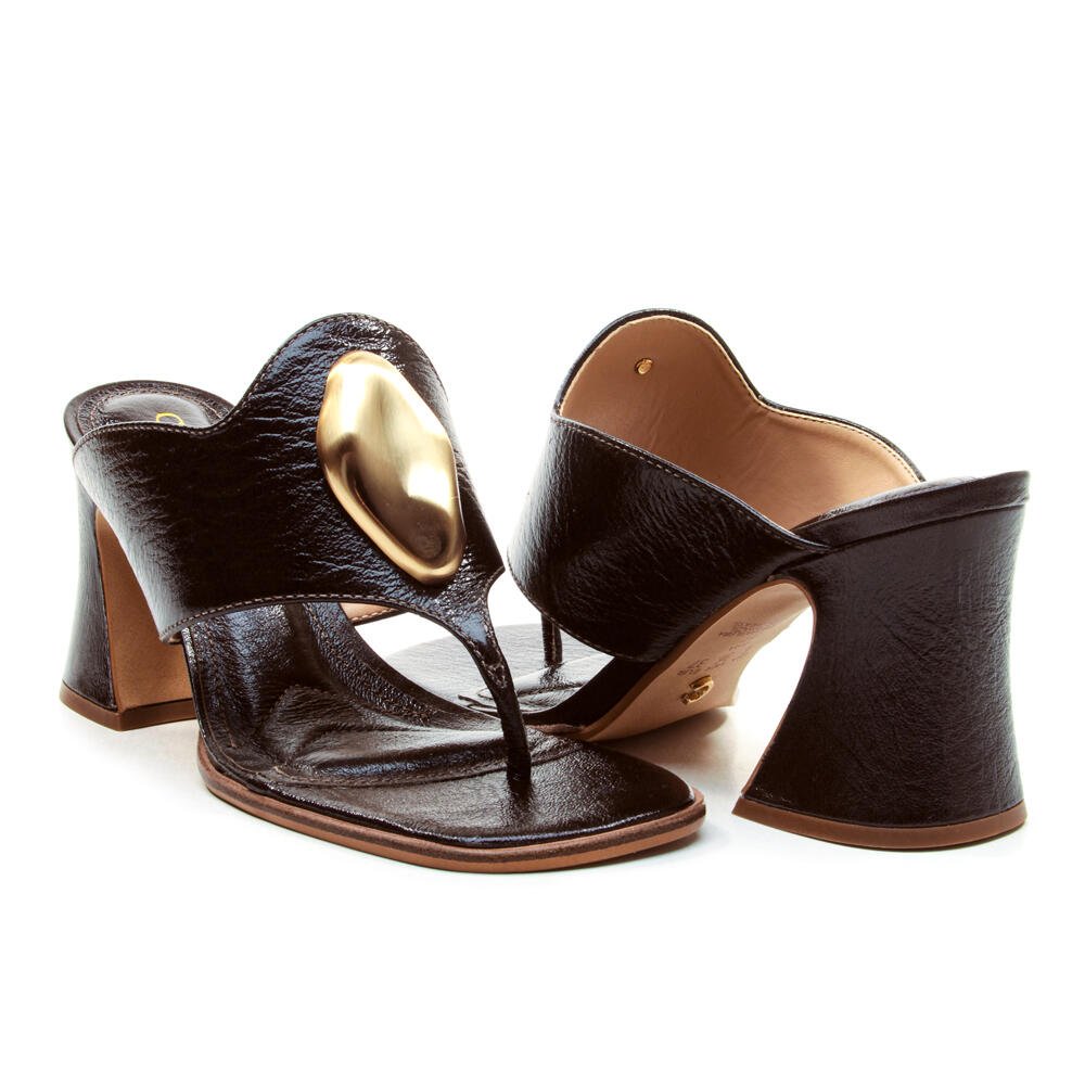 Tamanco Couro Marrom Salto Médio Cecconello 2891002-2 Marrom 5