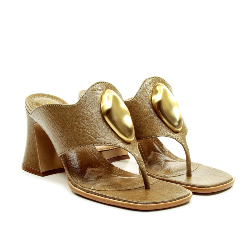 Tamanco Couro Verde Salto Médio Cecconello 2891002-3 Verde 5