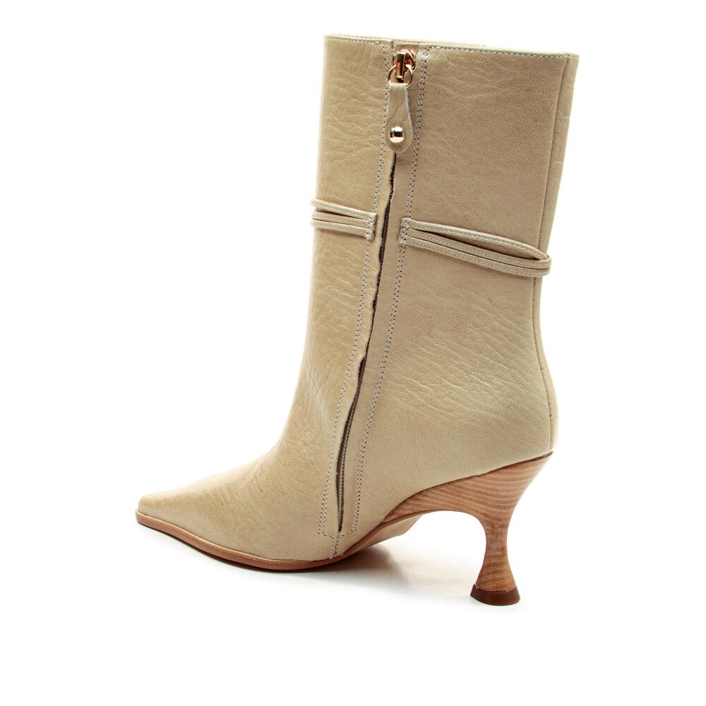 Bota Couro Bege Cano Curto Cecconello 2905004-2 Bege 4