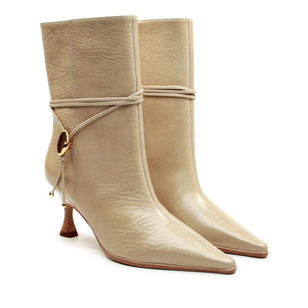 Bota Couro Bege Cano Curto Cecconello 2905004-2 Bege 5