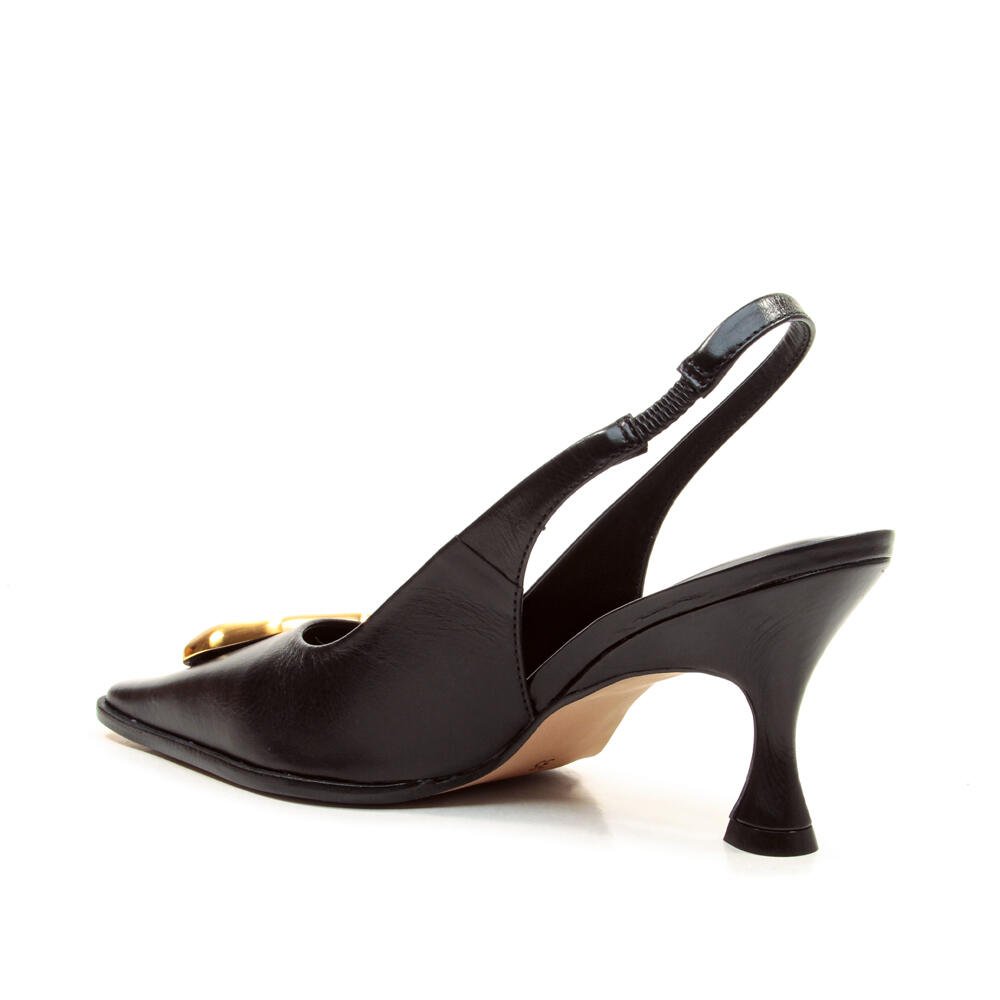 Slingback Couro Preto Salto Médio Cecconello 2905003-1 Preto 4