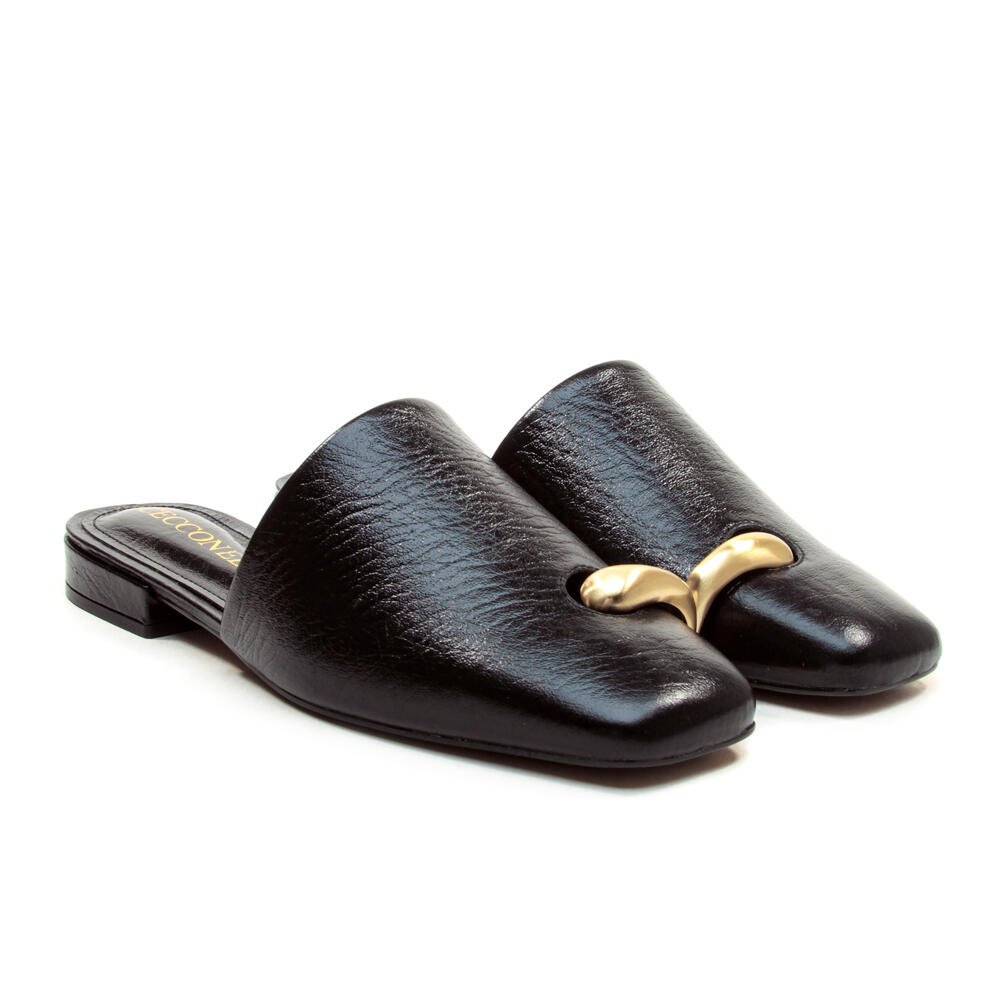 Mule Rasteira Couro Preto Cecconello 2486005-2 Preto 5