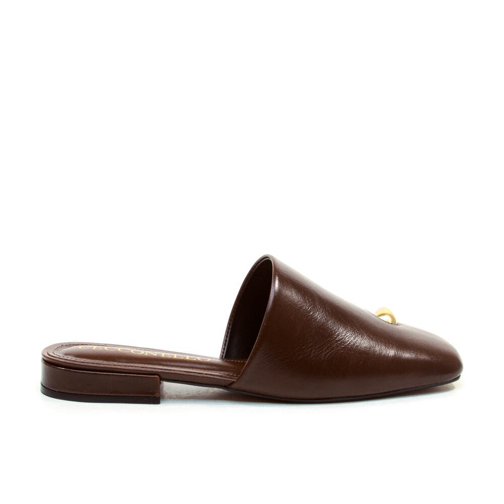 Mule Rasteira Couro Marrom Cecconello 2486005-4