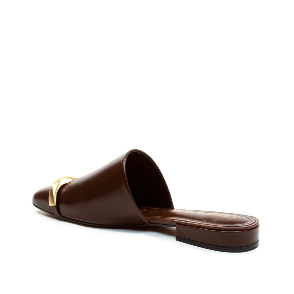 Mule Rasteira Couro Marrom Cecconello 2486005-4 Marrom 4