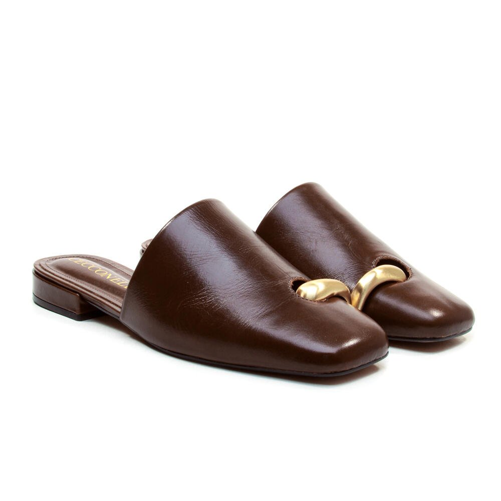 Mule Rasteira Couro Marrom Cecconello 2486005-4 Marrom 5