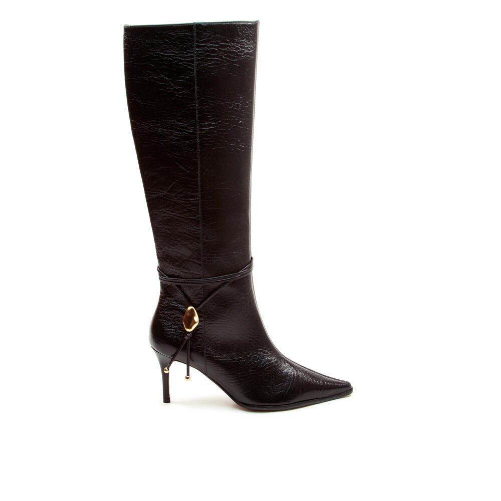 Bota Couro Preto Cano Longo Cecconello 2919001-1