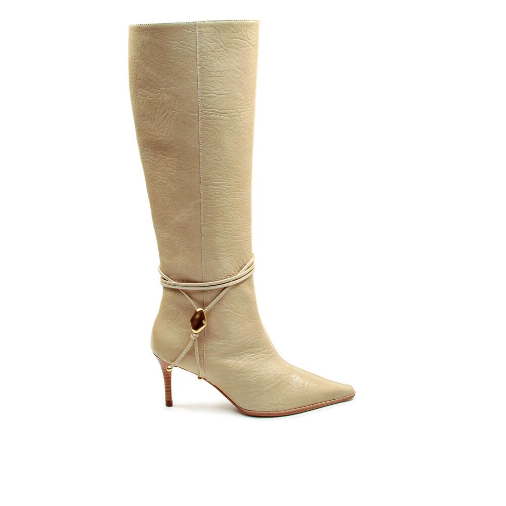 Bota Couro Bege Cano Longo Cecconello 2919001-2