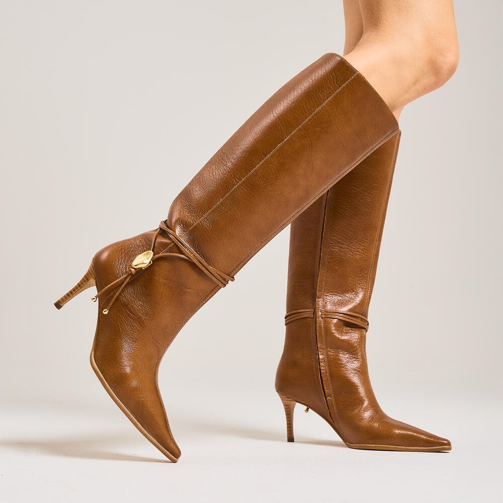 Bota Couro Marrom Cano Longo Cecconello 2919001-3 Marrom 2