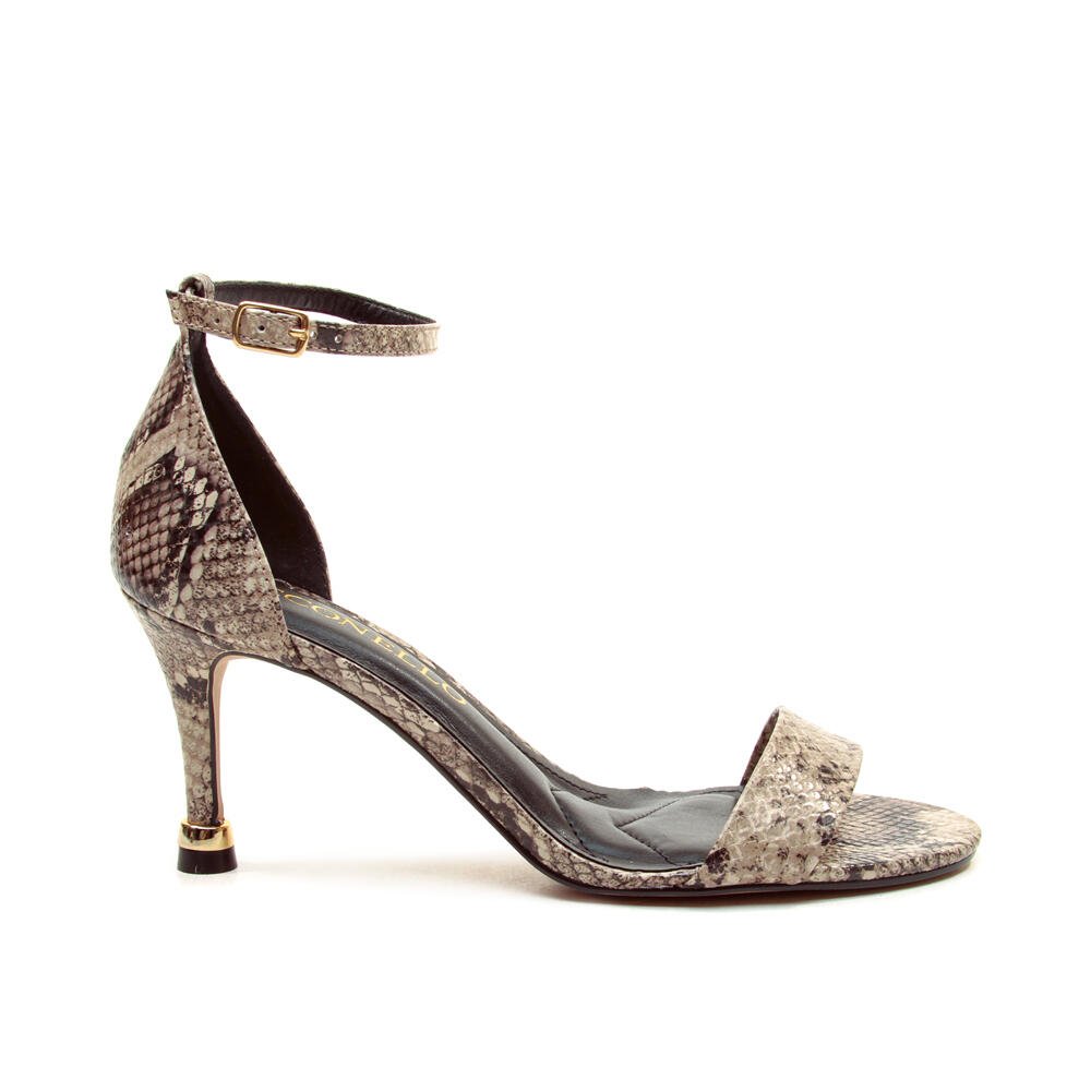 Sandália Couro Off White Salto Médio Cecconello 2873001-2