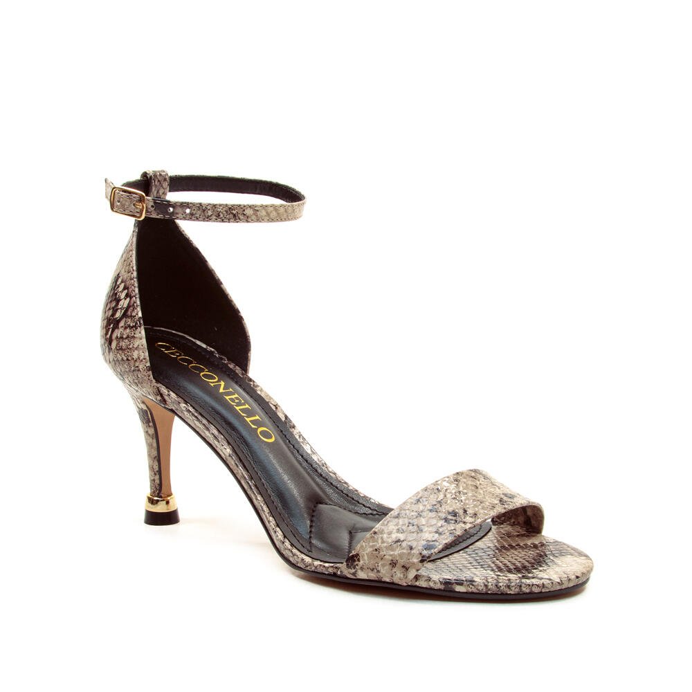 Sandália Couro Off White Salto Médio Cecconello 2873001-2 Animal Print 3