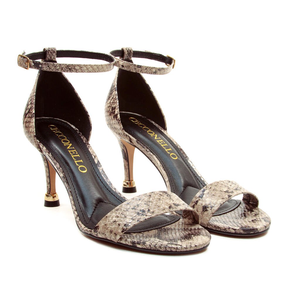 Sandália Couro Off White Salto Médio Cecconello 2873001-2 Animal Print 5