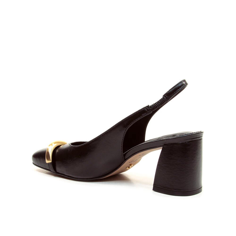 Slingback Couro Preto Salto Médio Cecconello 2940001-1 Preto 4