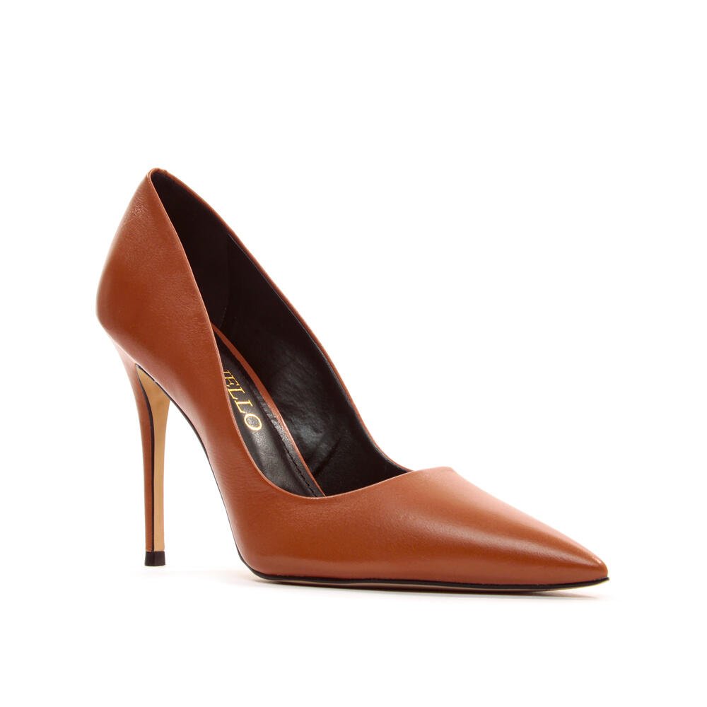 Scarpin Couro Marrom Salto Alto Cecconello 2130008-84 Marrom 2