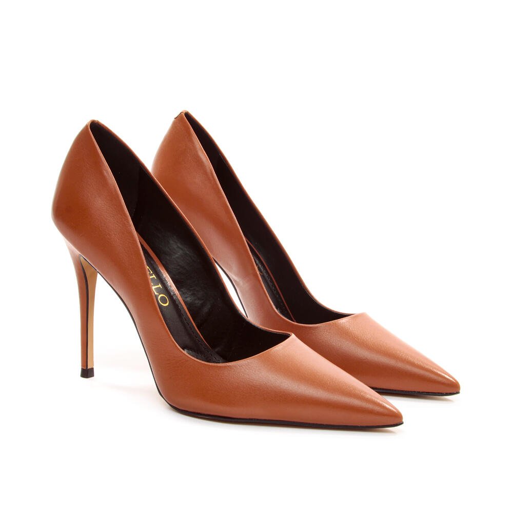 Scarpin Couro Marrom Salto Alto Cecconello 2130008-84 Marrom 4