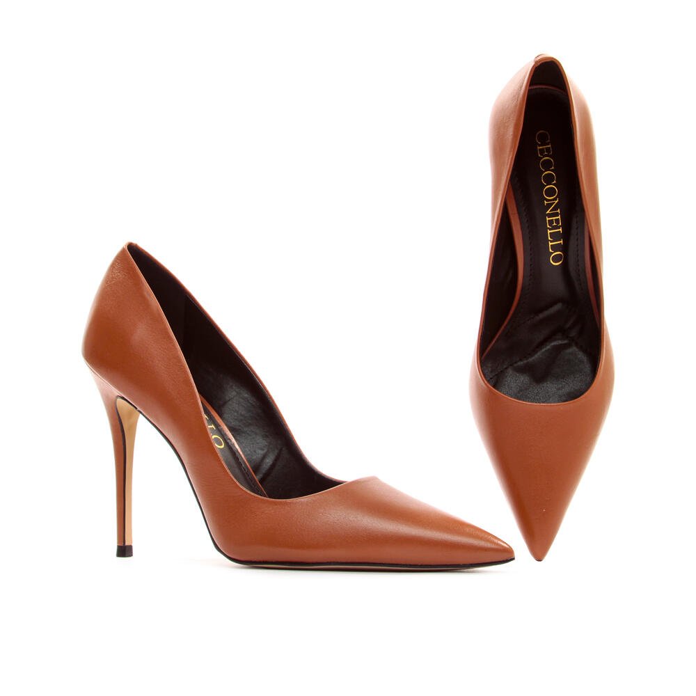 Scarpin Couro Marrom Salto Alto Cecconello 2130008-84 Marrom 5