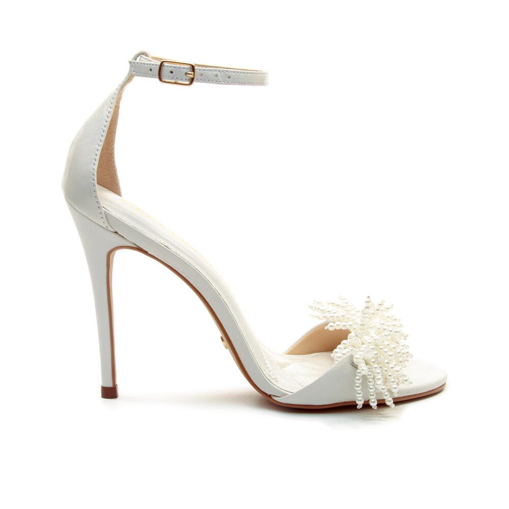 Sandália Couro Branco Salto Alto Cecconello 2858001-3