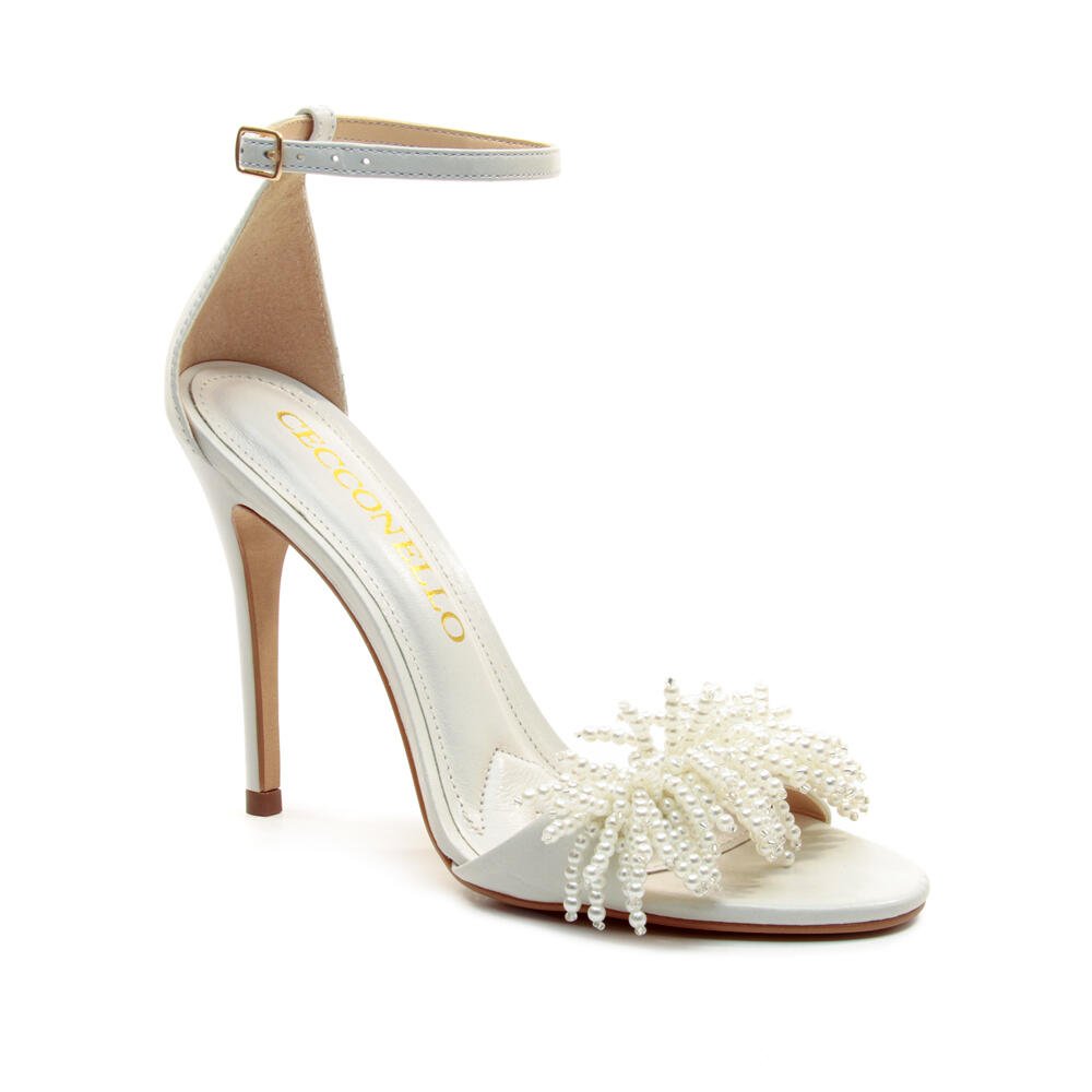 Sandália Couro Branco Salto Alto Cecconello 2858001-3 Branco