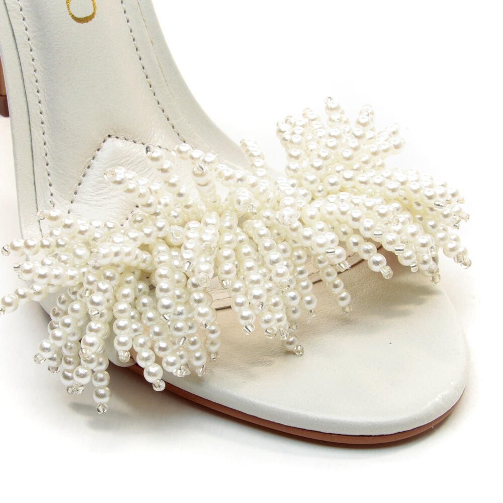 Sandália Couro Branco Salto Alto Cecconello 2858001-3 Branco