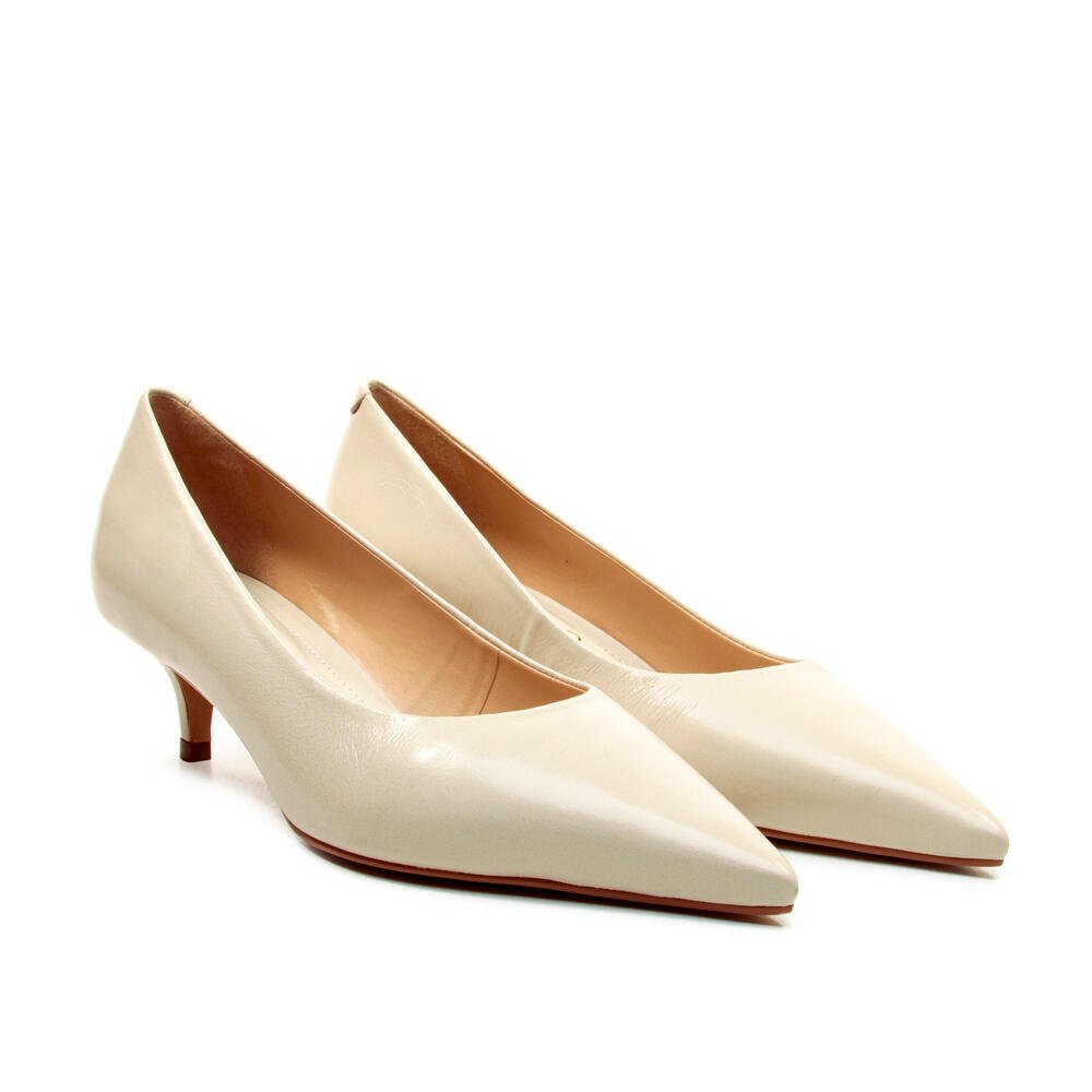 Scarpin Couro Off White Salto Baixo Cecconello 2629001-28 Off White 5