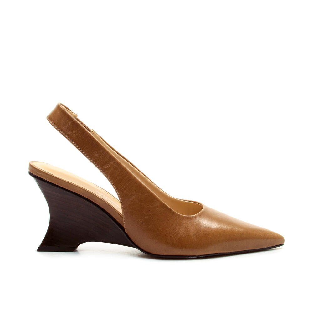 Slingback Couro Marrom Salto Médio Cecconello 2880003-3