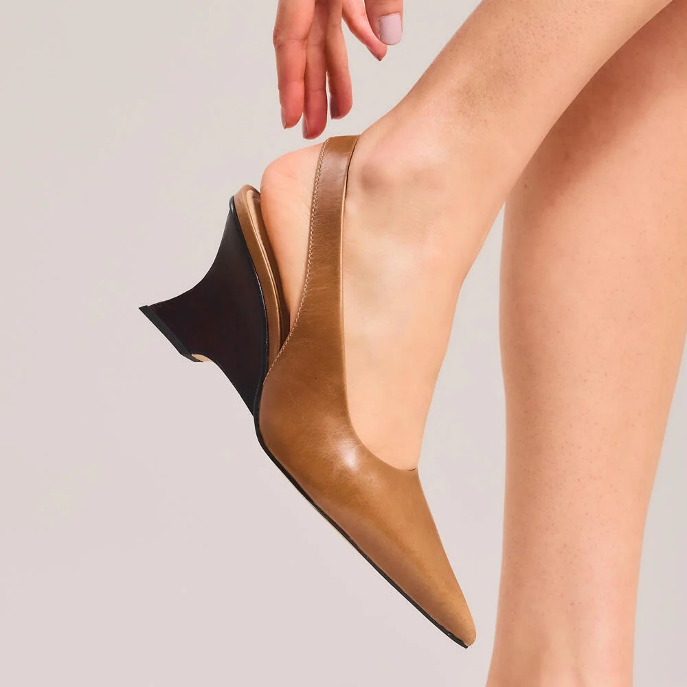 Slingback Couro Marrom Salto Médio Cecconello 2880003-3 Marrom 2