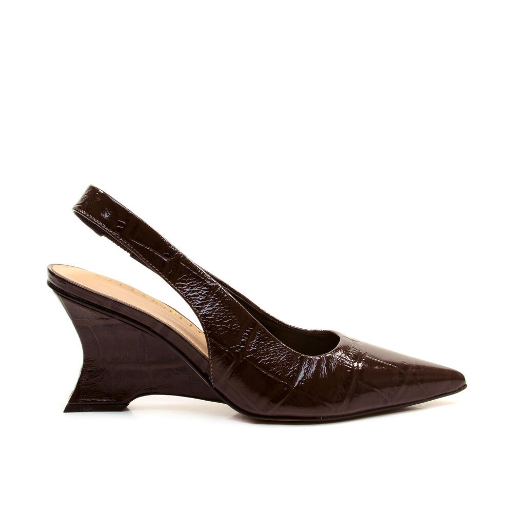 Slingback Couro Marrom Salto Médio Cecconello 2880003-6