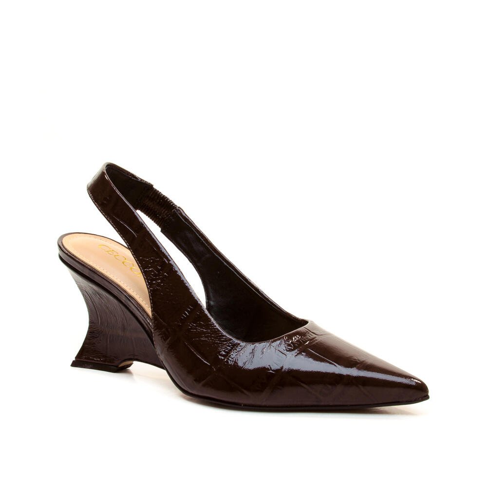 Slingback Couro Marrom Salto Médio Cecconello 2880003-6 Marrom 2