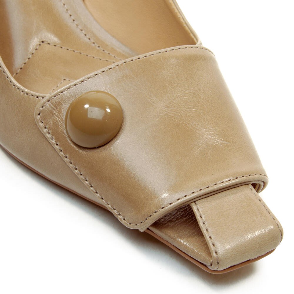 Slingback Couro Nude Salto Baixo Cecconello 2901001-4 Bege 5