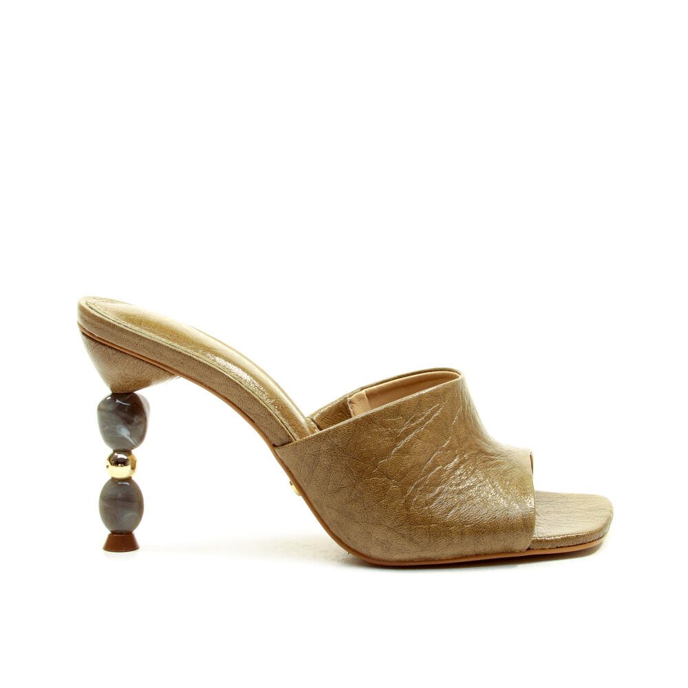 Tamanco Couro Verde Salto Alto Cecconello 2934001-3