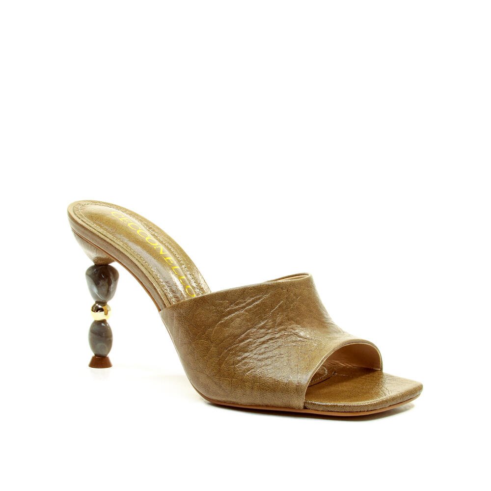 Tamanco Couro Verde Salto Alto Cecconello 2934001-3 Verde 3