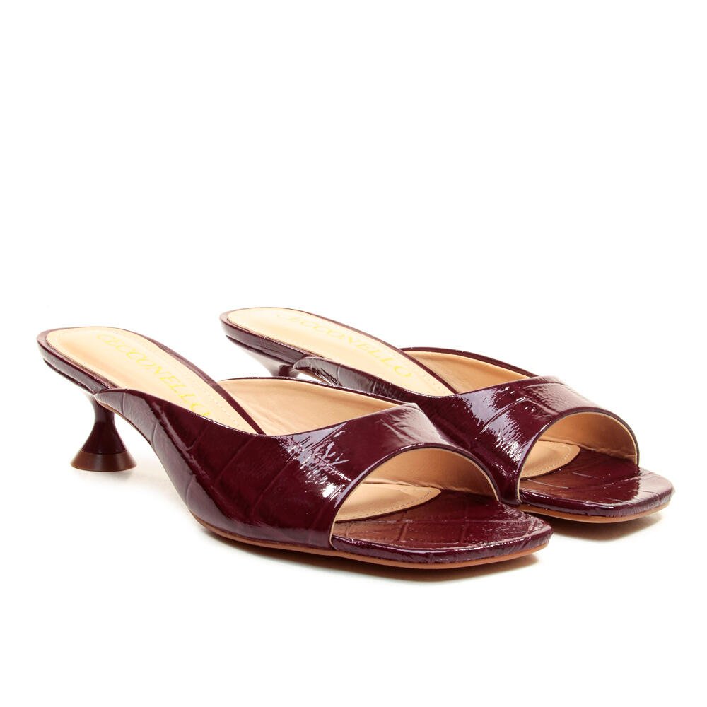 Tamanco Couro Bordô Salto Baixo Cecconello 2941001-1 Bordô 5