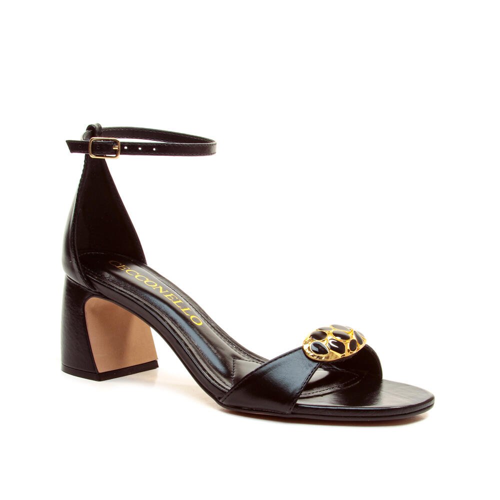 Sandália Couro Preto Salto Médio Cecconello 2899001-4 Preto 2