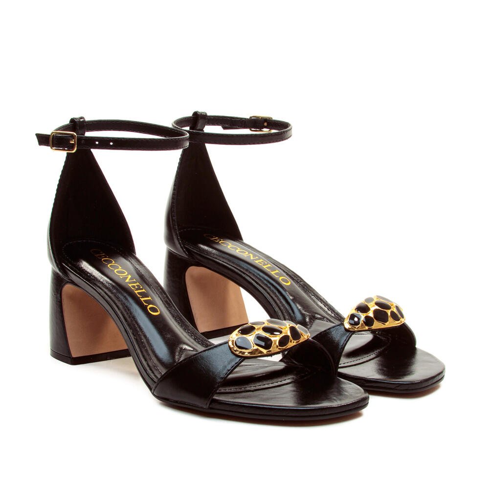 Sandália Couro Preto Salto Médio Cecconello 2899001-4 Preto 4