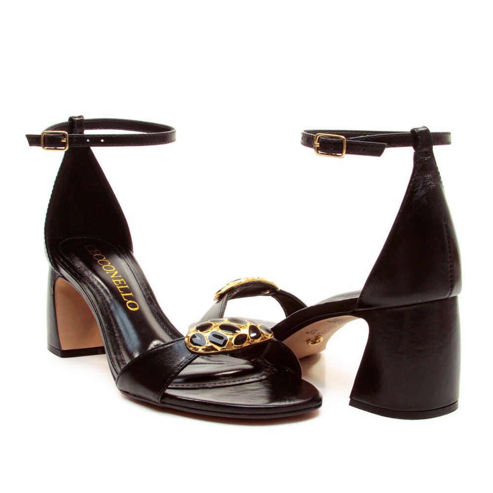 Sandália Couro Preto Salto Médio Cecconello 2899001-4 Preto 5