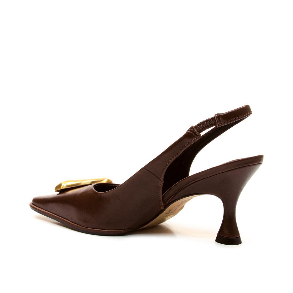 Slingback Couro Marrom Salto Médio Cecconello 2905003-4 Marrom 3
