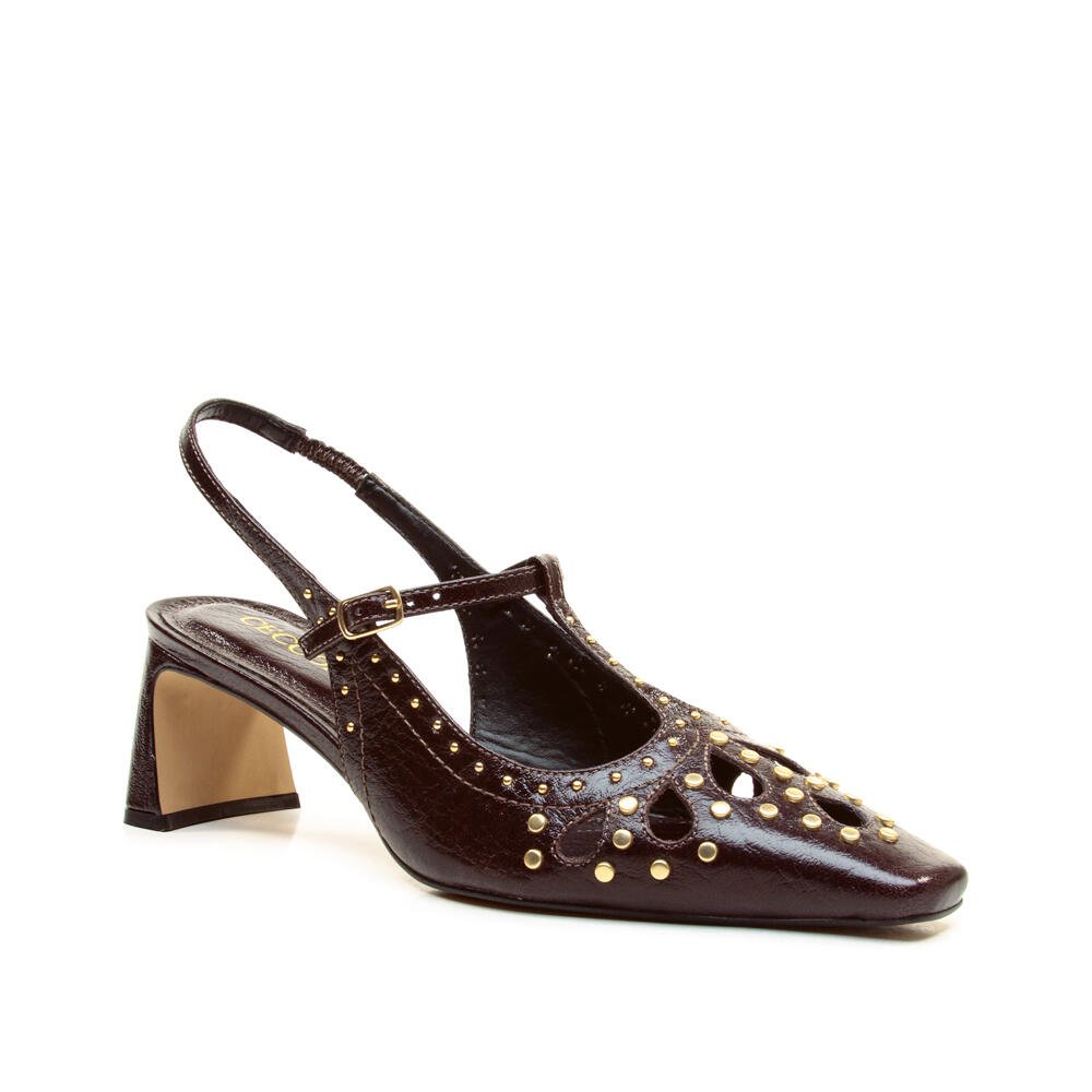 Slingback Couro Marrom Salto Baixo Cecconello 2901007-3 Marrom 3