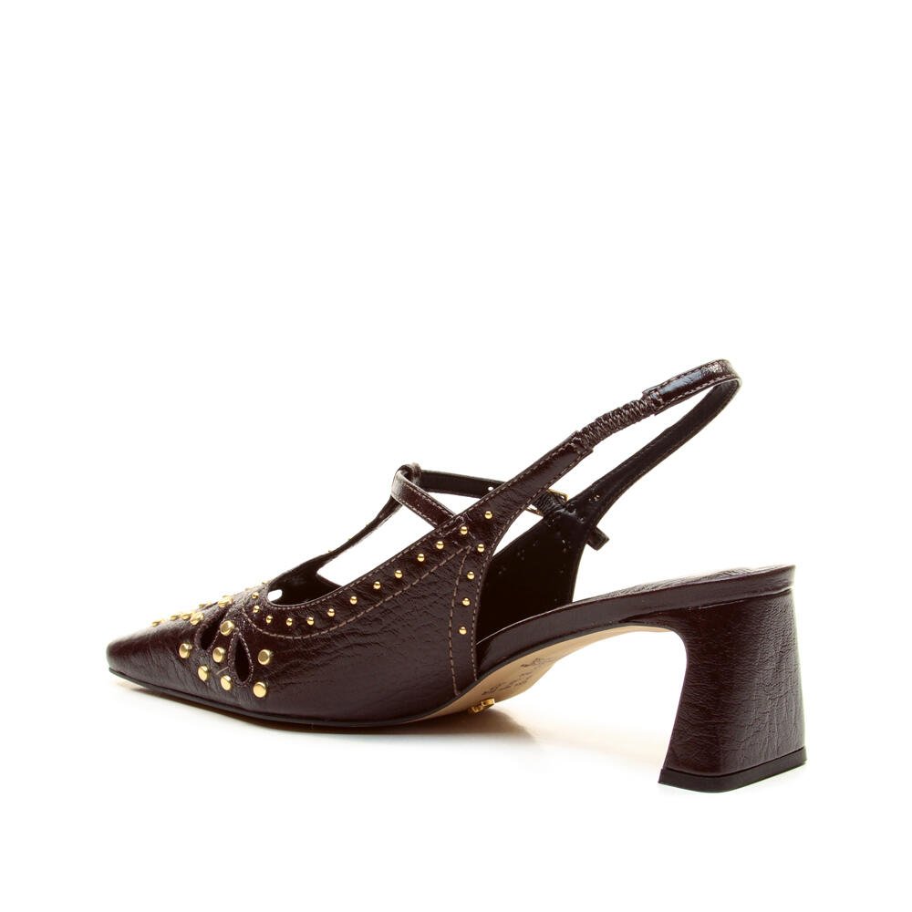 Slingback Couro Marrom Salto Baixo Cecconello 2901007-3 Marrom 4