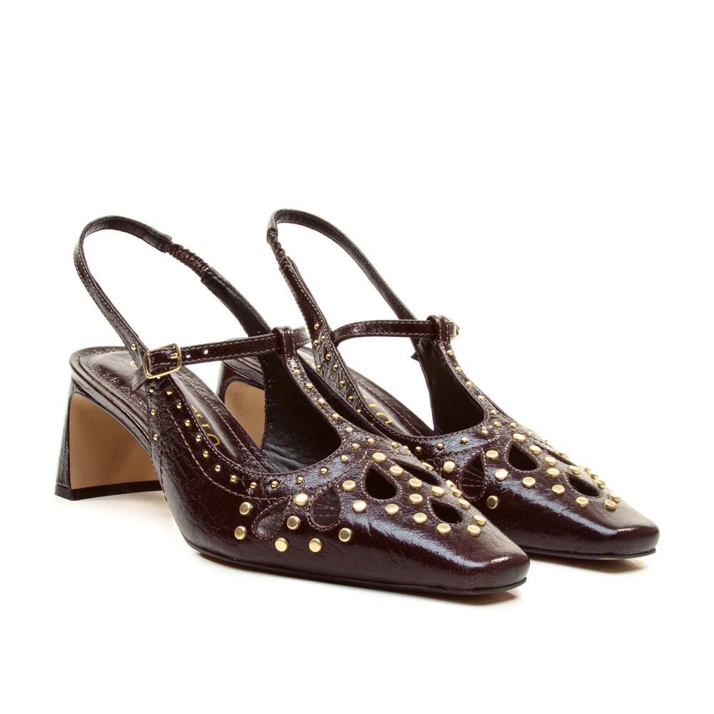 Slingback Couro Marrom Salto Baixo Cecconello 2901007-3 Marrom 5