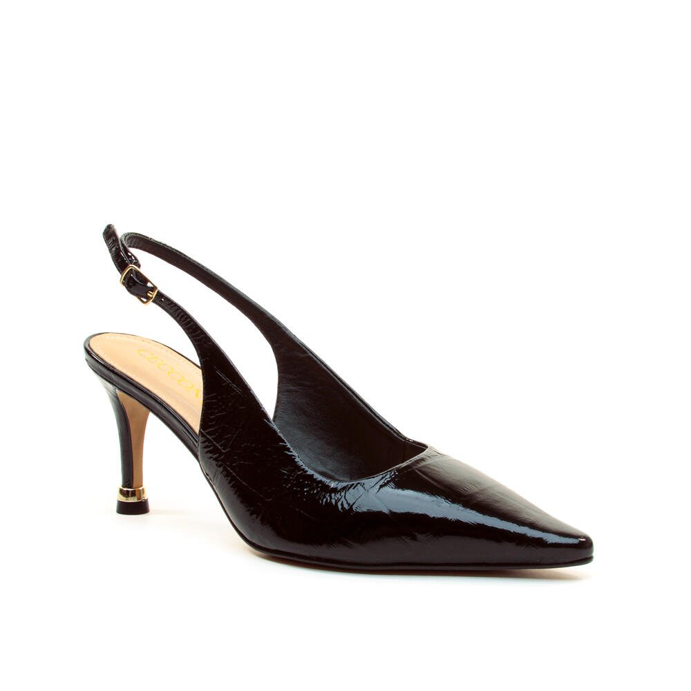Slingback Couro Preto Salto Médio Cecconello 2937001-5 Preto 2