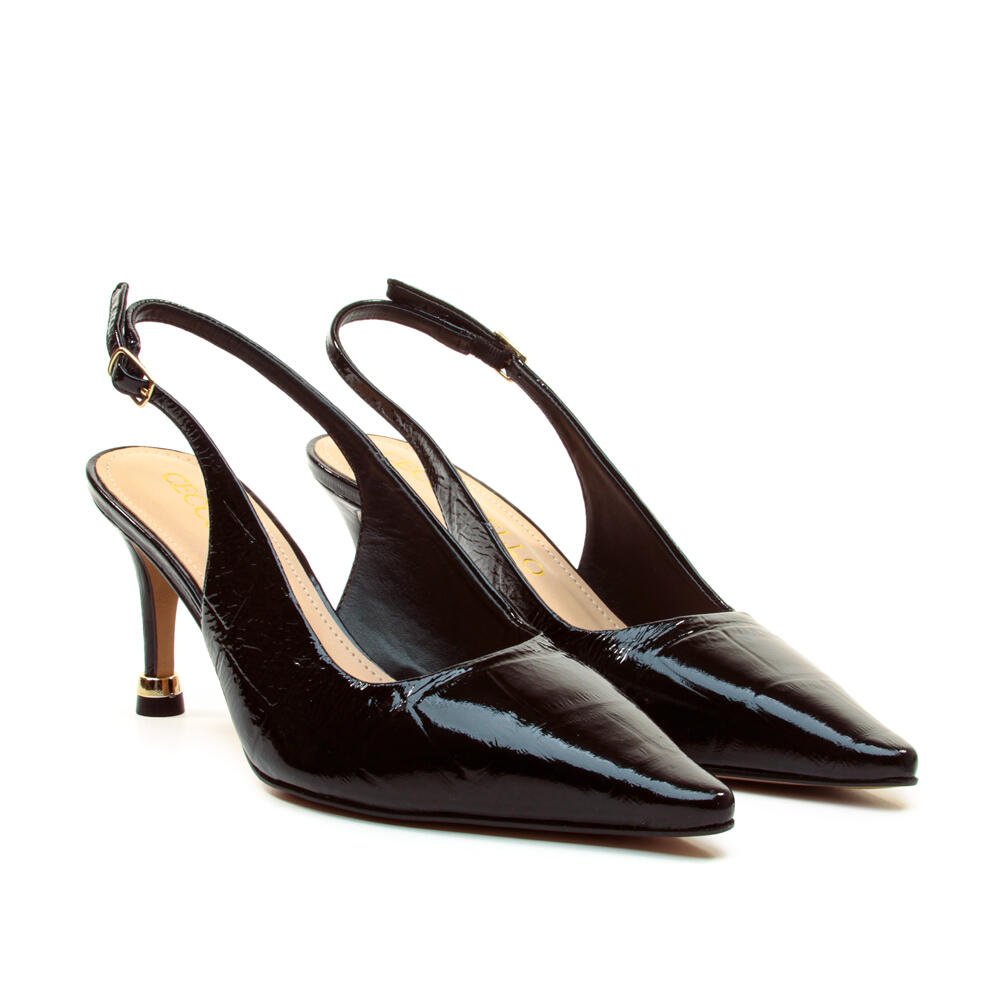 Slingback Couro Preto Salto Médio Cecconello 2937001-5 Preto 4