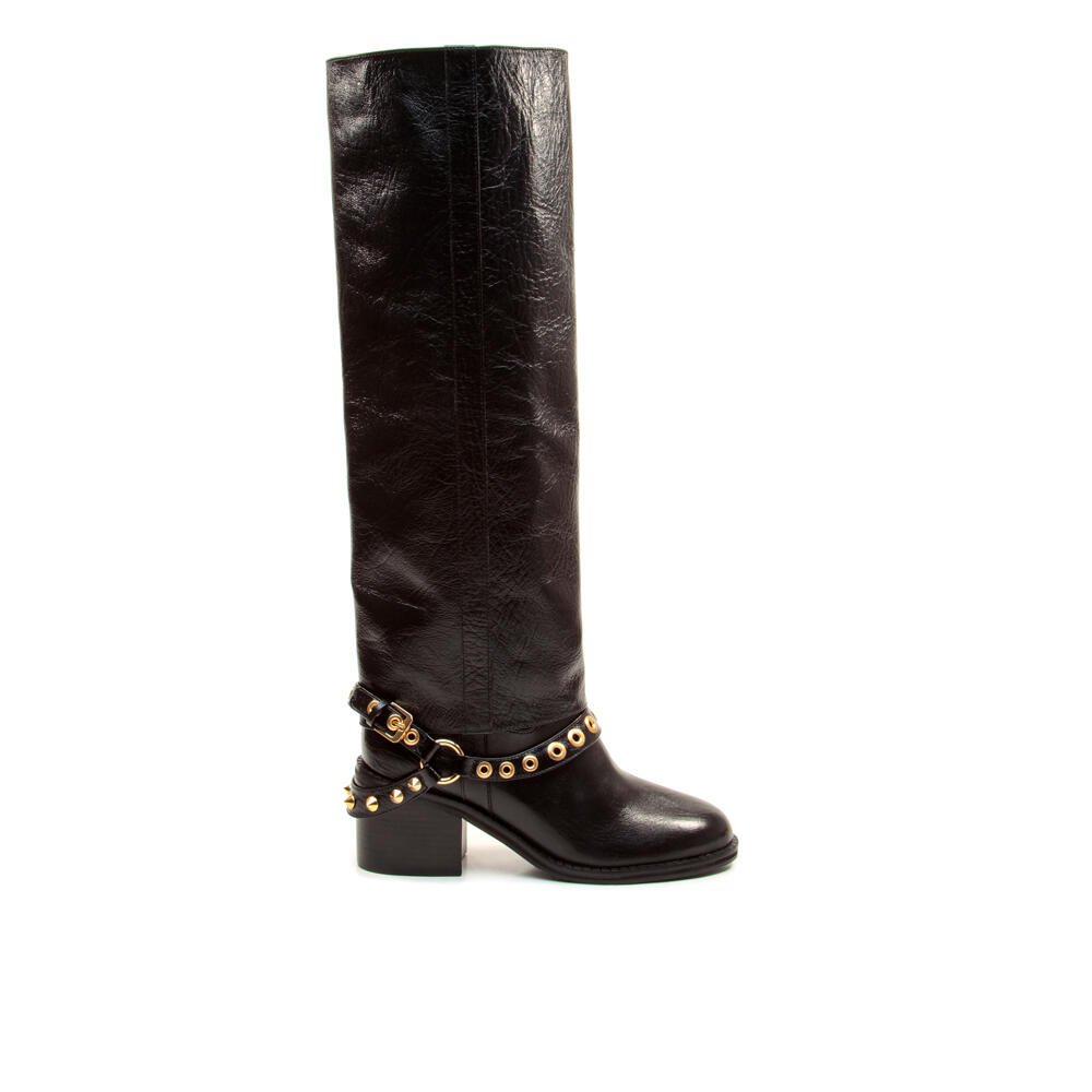 Bota Couro Preto Cano Longo Cecconello 2971001-2