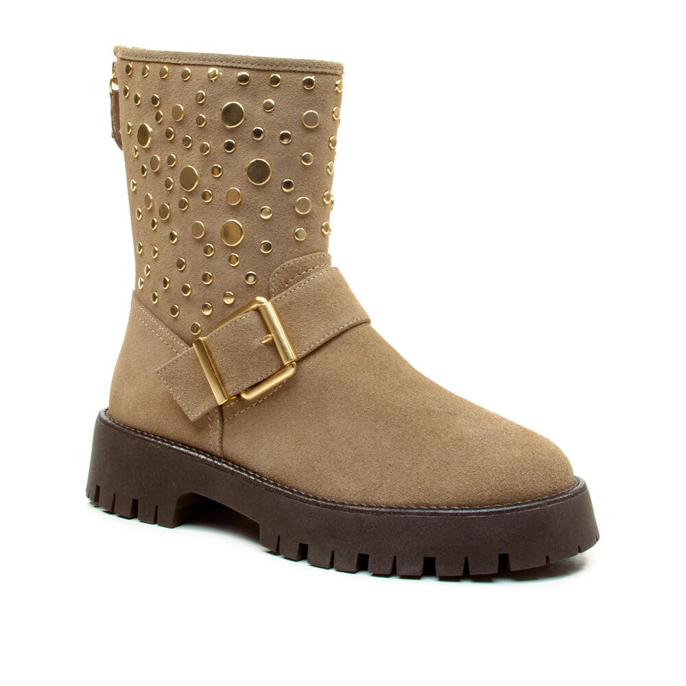 Bota Couro Nude Cano Médio Cecconello 2972001-3 Bege 3