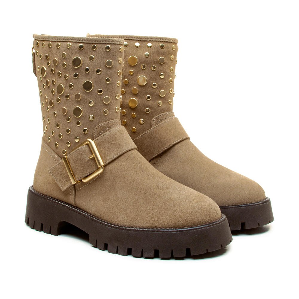 Bota Couro Nude Cano Médio Cecconello 2972001-3 Bege 5