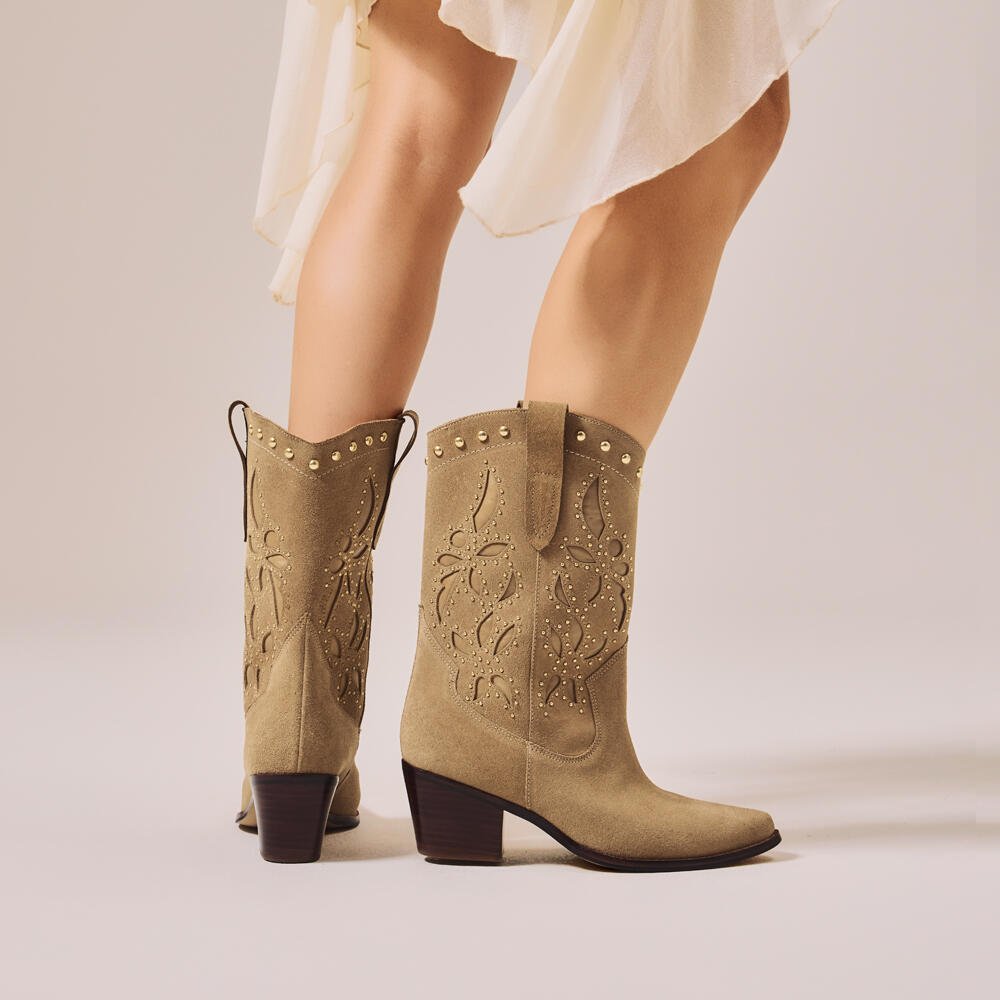 Bota Couro Nude Cano Curto Cecconello 2907004-1 Bege 2